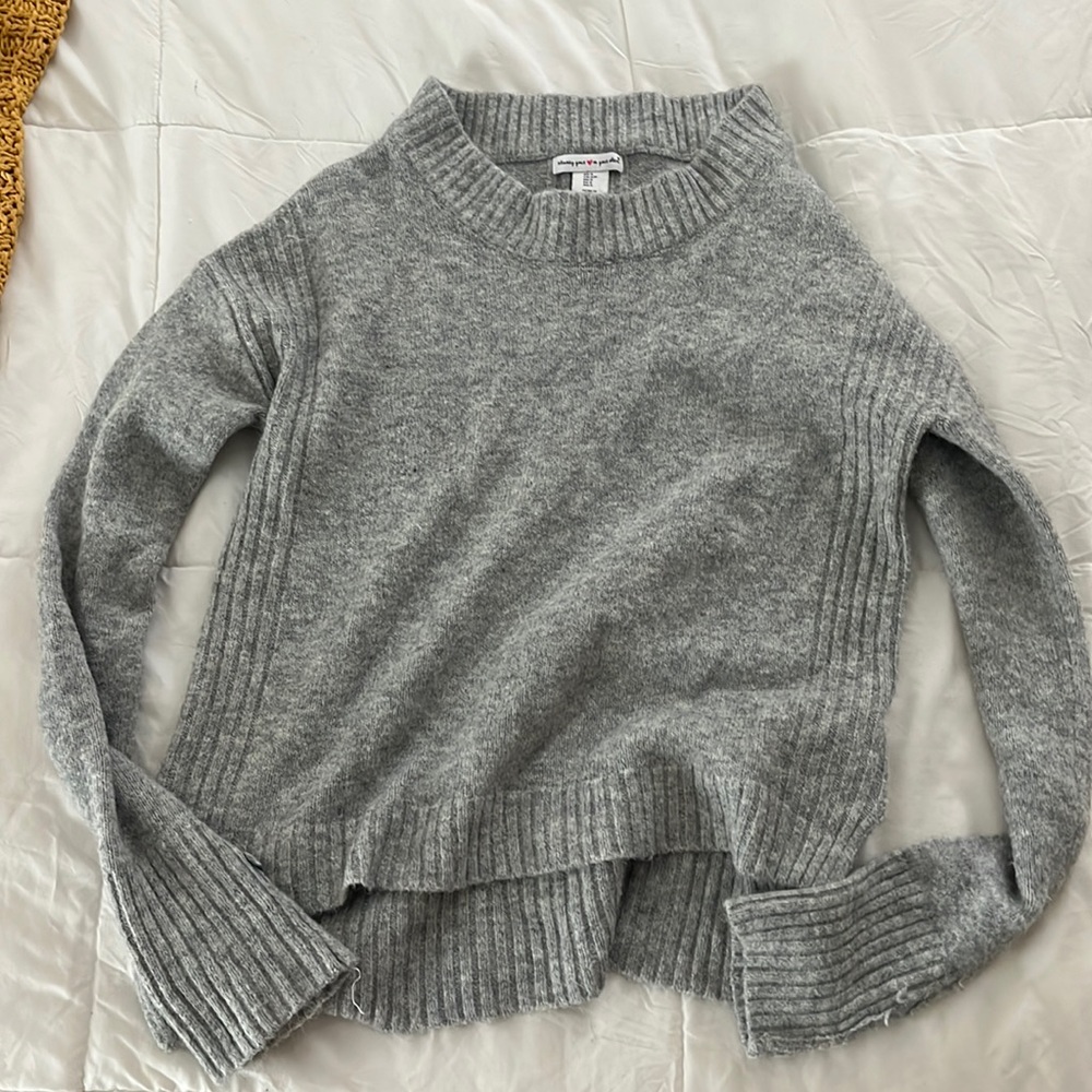 Wear your heart on your sleeves grey pullover sweater